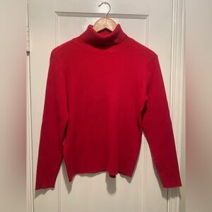 Lauren Ralph Lauren Ribbed Red Turtleneck Sweater 100% Cotton L